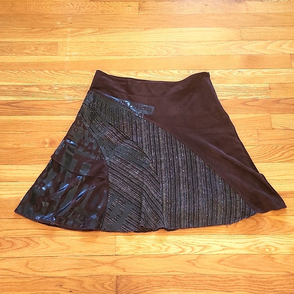 Ivalo Bagen skirt Brown suede and herringbone wool European size 42